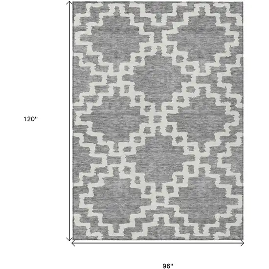 Gray And Ivory Geometric Washable Indoor Outdoor Area Rug Photo 3