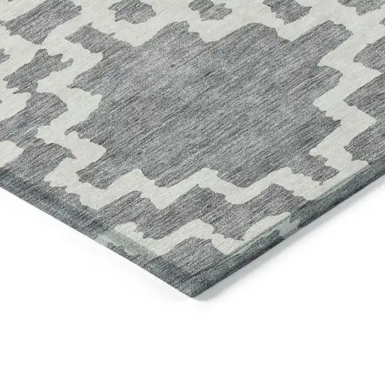 Gray And Ivory Geometric Washable Indoor Outdoor Area Rug Photo 5