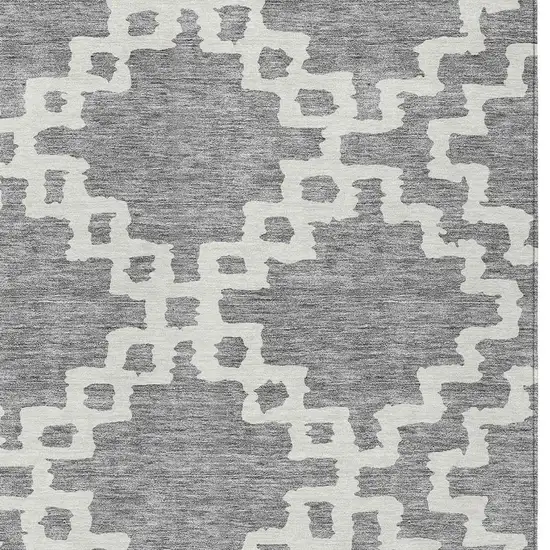 Gray And Ivory Geometric Washable Indoor Outdoor Area Rug Photo 6