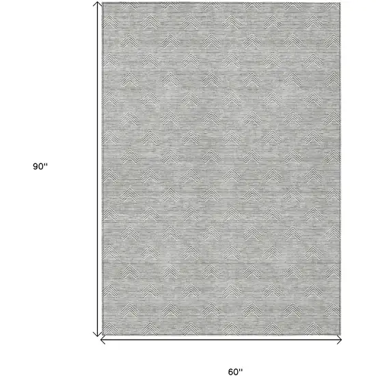 Gray And Ivory Geometric Washable Indoor Outdoor Area Rug Photo 3