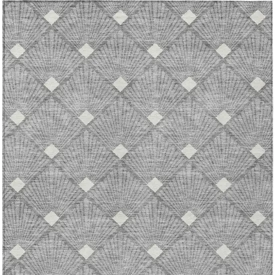 Gray And Ivory Geometric Washable Indoor Outdoor Area Rug Photo 8