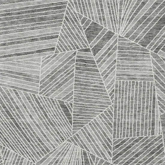 Gray And Ivory Geometric Washable Indoor Outdoor Area Rug Photo 7