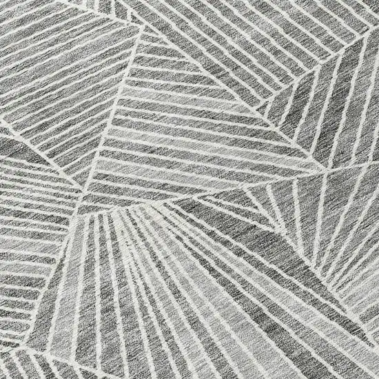 Gray And Ivory Geometric Washable Indoor Outdoor Area Rug Photo 6