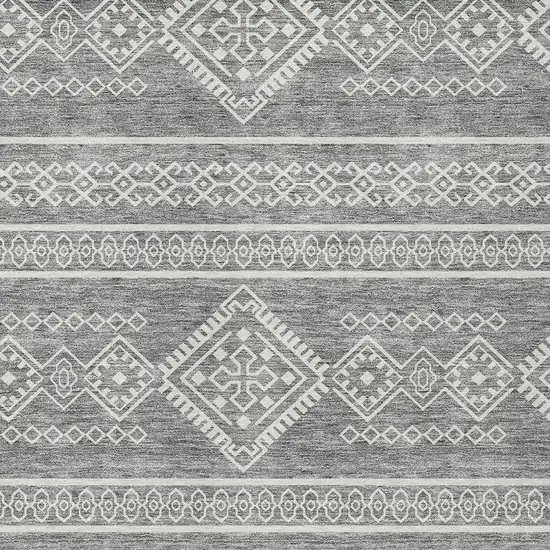 Gray And Ivory Southwestern Washable Indoor Outdoor Area Rug Photo 5