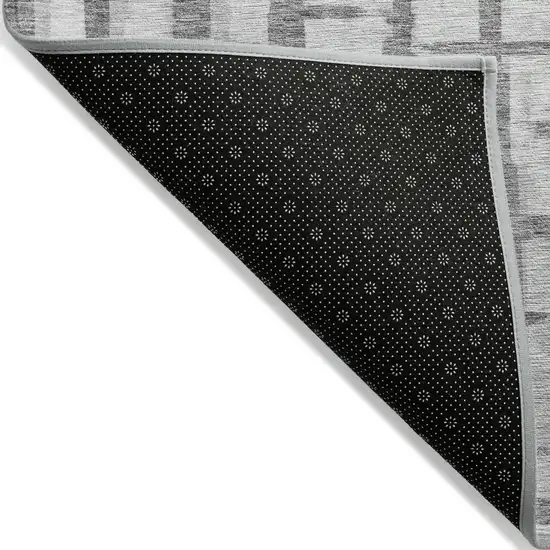 Gray And Ivory Striped Washable Indoor Outdoor Area Rug Photo 4