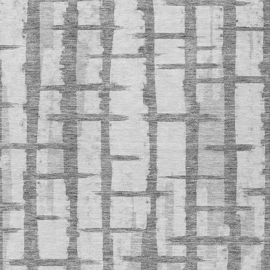 Gray And Ivory Striped Washable Indoor Outdoor Area Rug Photo 6