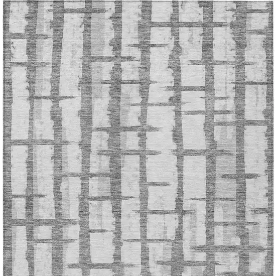 Gray And Ivory Striped Washable Indoor Outdoor Area Rug Photo 7