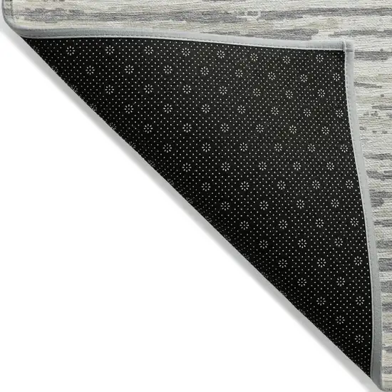 Gray And Ivory Striped Washable Indoor Outdoor Area Rug Photo 4