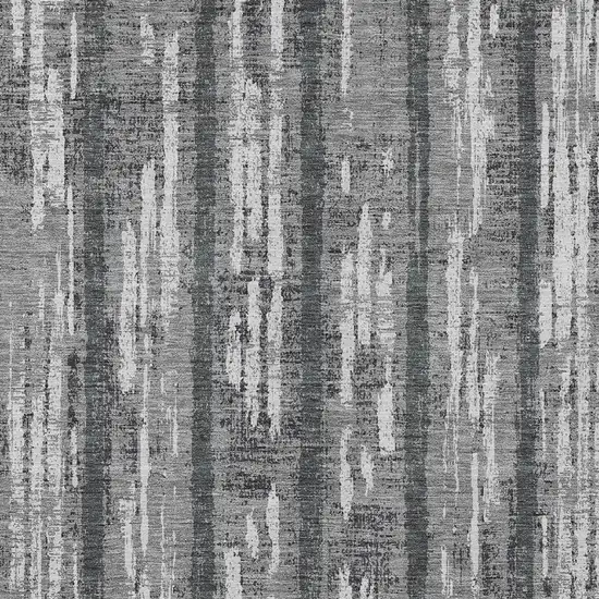 Gray And Ivory Striped Washable Indoor Outdoor Area Rug Photo 6
