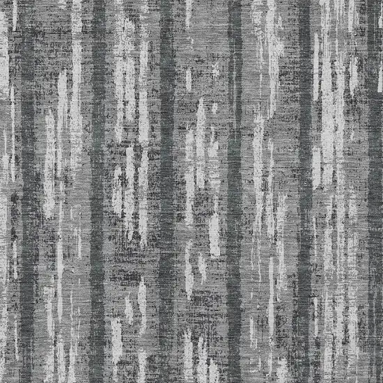 Gray And Ivory Striped Washable Indoor Outdoor Area Rug Photo 6