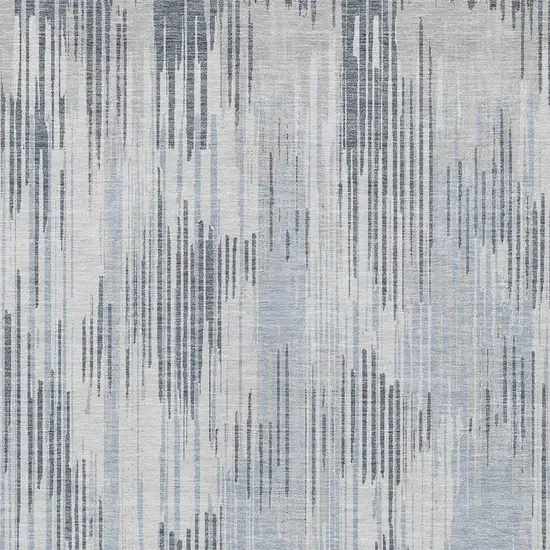 Gray And Ivory Striped Washable Indoor Outdoor Area Rug Photo 6