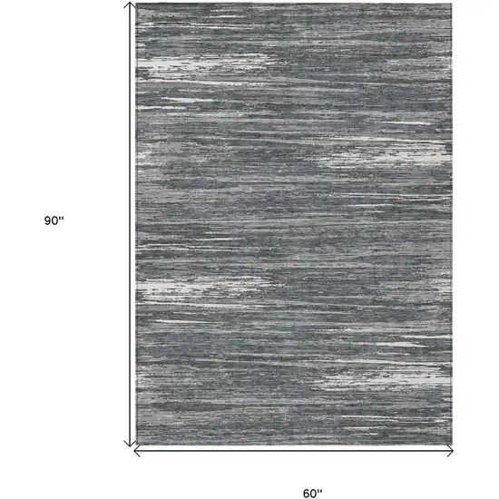 Gray And Ivory Striped Washable Indoor Outdoor Area Rug Photo 3