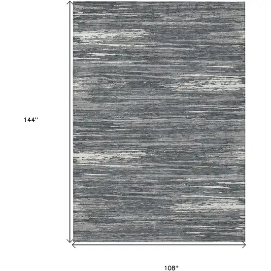 Gray And Ivory Striped Washable Indoor Outdoor Area Rug Photo 3