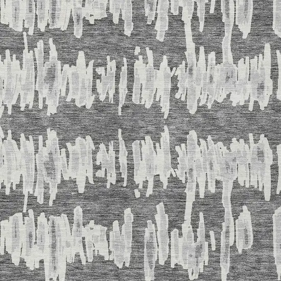 Gray And Ivory Striped Washable Indoor Outdoor Area Rug Photo 6