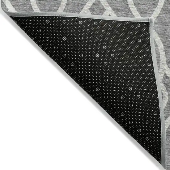 Gray And Ivory Trellis Washable Indoor Outdoor Area Rug Photo 4