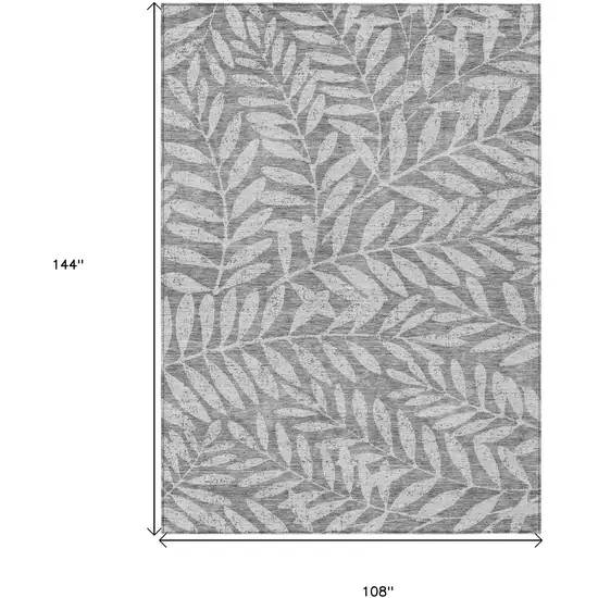 Gray And Light Gray Floral Washable Indoor Outdoor Area Rug Photo 3