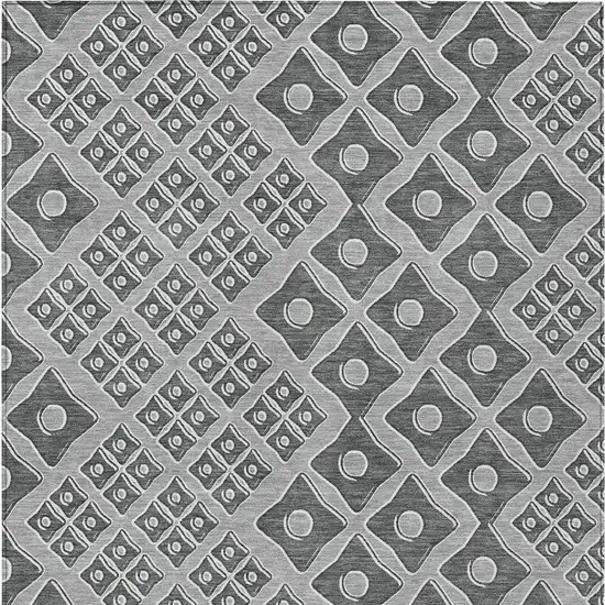 Gray And Light Gray Geometric Washable Indoor Outdoor Area Rug Photo 8