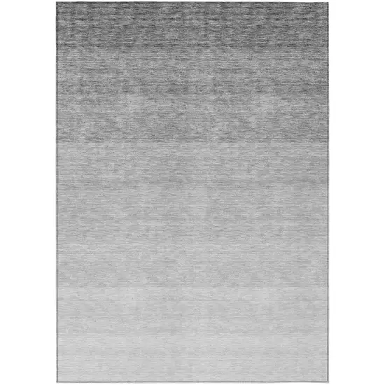 Gray And Light Gray Ombre Washable Indoor Outdoor Area Rug Photo 2