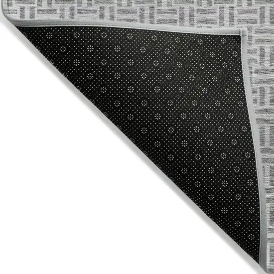 Gray And Silver Geometric Washable Indoor Outdoor Area Rug Photo 4