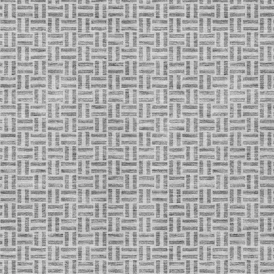 Gray And Silver Geometric Washable Indoor Outdoor Area Rug Photo 6