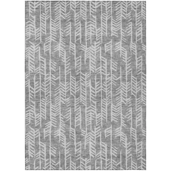 Gray And Silver Tribal Washable Indoor Outdoor Area Rug Photo 2