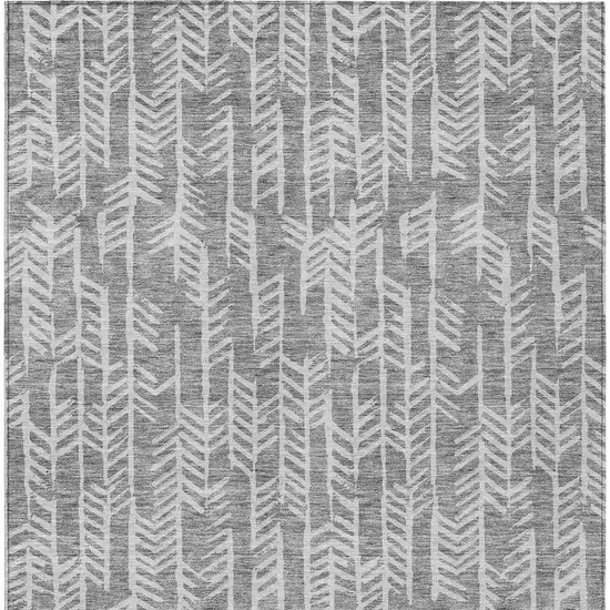 Gray And Silver Tribal Washable Indoor Outdoor Area Rug Photo 7