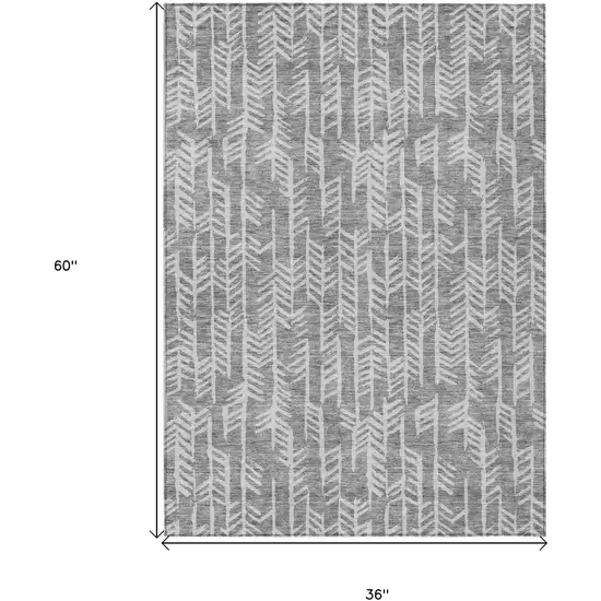 Gray And Silver Tribal Washable Indoor Outdoor Area Rug Photo 3