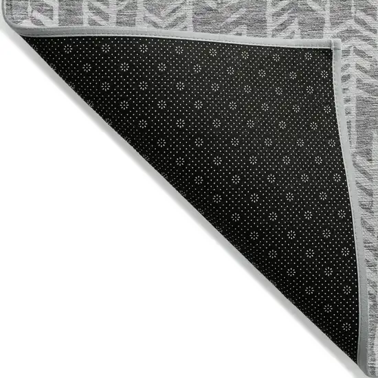 Gray And Silver Tribal Washable Indoor Outdoor Area Rug Photo 4