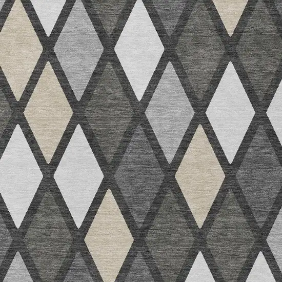 Gray Beige And Ivory Geometric Washable Indoor Outdoor Area Rug Photo 6