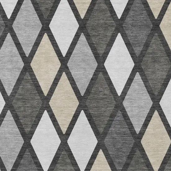 Gray Beige And Ivory Geometric Washable Indoor Outdoor Area Rug Photo 6
