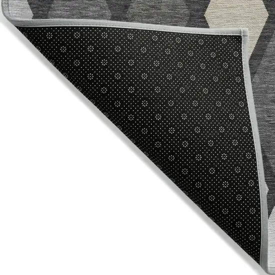 Gray Beige And Ivory Geometric Washable Indoor Outdoor Area Rug Photo 5
