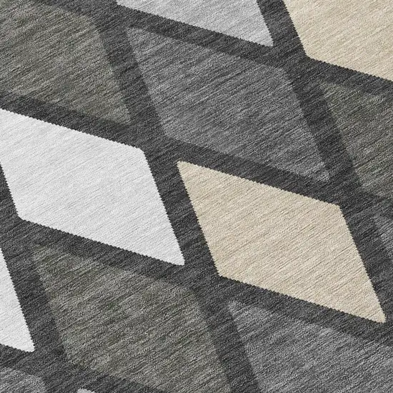 Gray Beige And Ivory Geometric Washable Indoor Outdoor Area Rug Photo 6