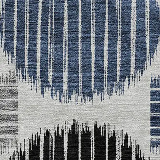 Gray Black And Blue Geometric Washable Indoor Outdoor Area Rug Photo 6