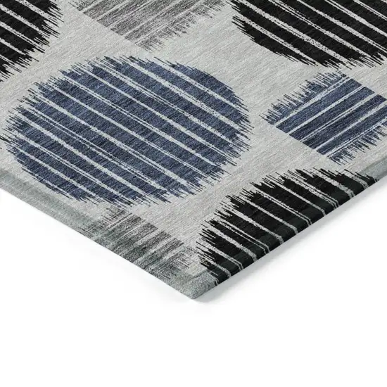 Gray Black And Blue Geometric Washable Indoor Outdoor Area Rug Photo 5