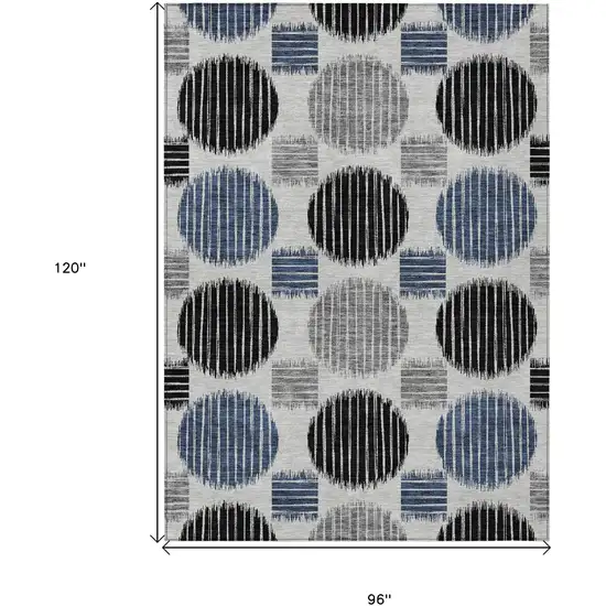 Gray Black And Blue Geometric Washable Indoor Outdoor Area Rug Photo 3
