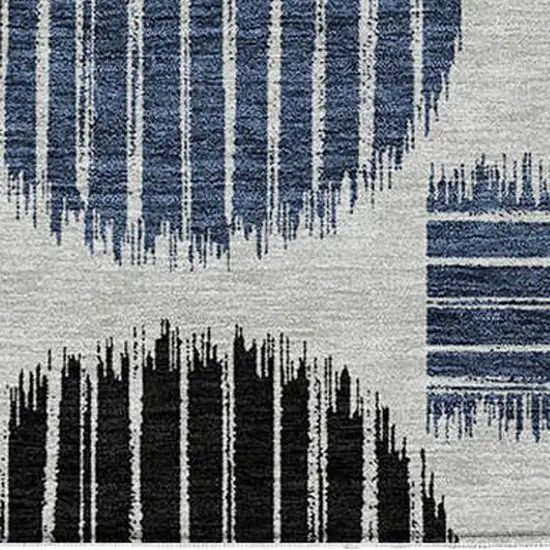 Gray Black And Blue Geometric Washable Indoor Outdoor Area Rug Photo 6