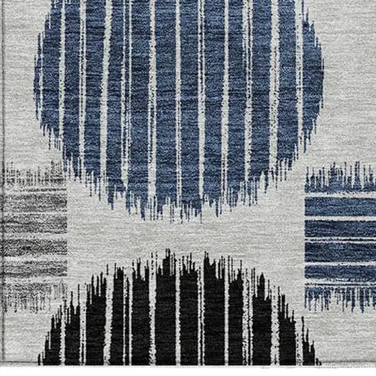 Gray Black And Blue Geometric Washable Indoor Outdoor Area Rug Photo 8