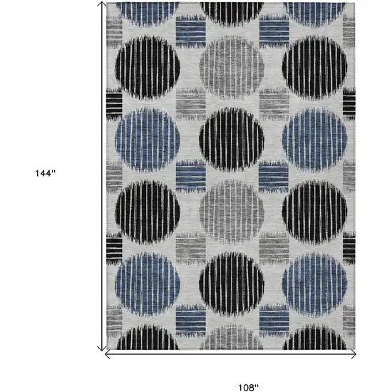 Gray Black And Blue Geometric Washable Indoor Outdoor Area Rug Photo 3