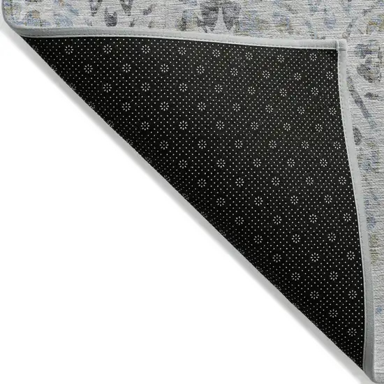 Gray Black And Green Floral Washable Indoor Outdoor Area Rug Photo 4