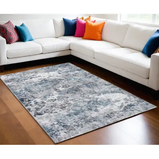 Gray Blue Abstract Galaxy Area Rug Photo 2