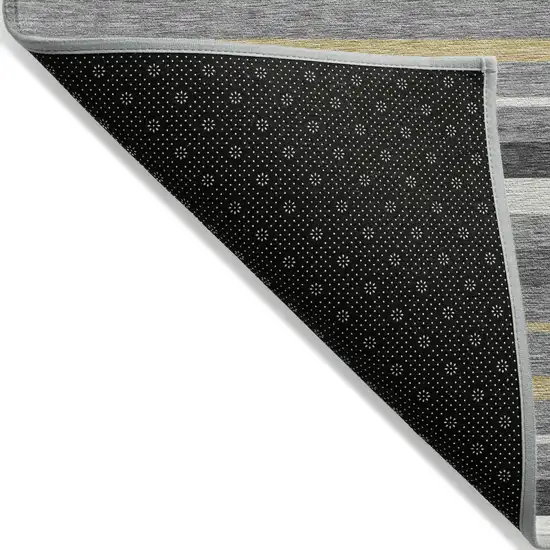 Gray Brown And Ivory Striped Washable Indoor Outdoor Area Rug Photo 4