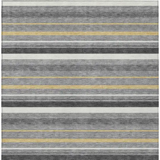 Gray Brown And Ivory Striped Washable Indoor Outdoor Area Rug Photo 7
