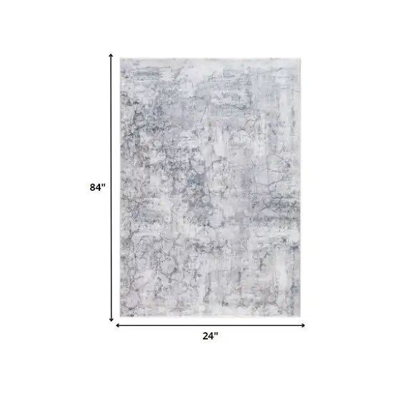 Gray Distressed Marble Runner Rug Photo 5