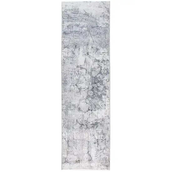 Gray Abstract Runner Rug Photo 4