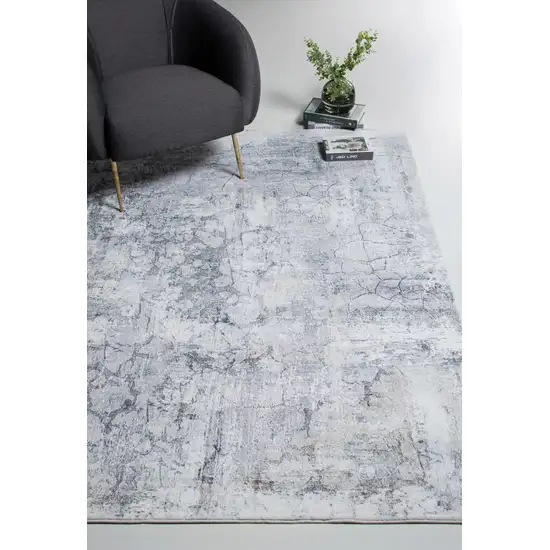 Gray Distressed Marble Runner Rug Photo 7