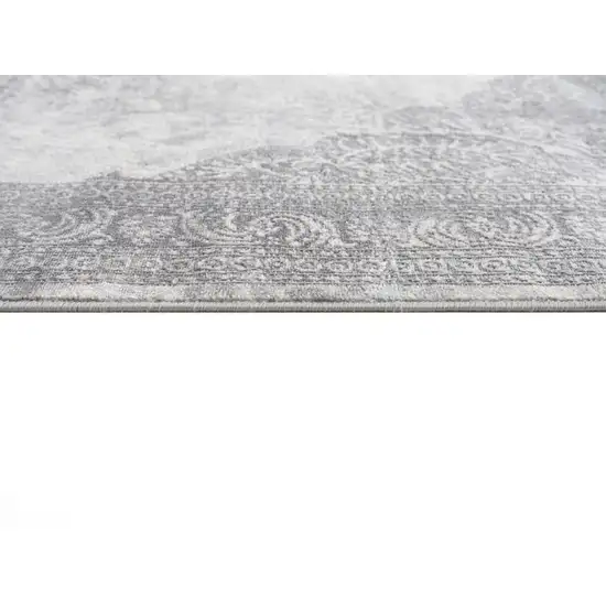 Gray Distressed Medallion Runner Rug Photo 7