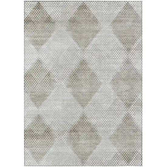 Gray Geometric Washable Non Skid Indoor Outdoor Area Rug Photo 2