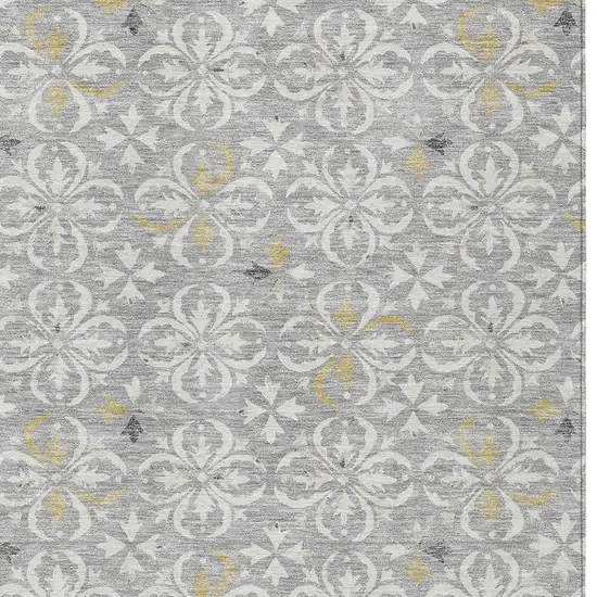 Gray Ivory And Brown Floral Washable Indoor Outdoor Area Rug Photo 5