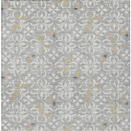 Gray Ivory And Brown Floral Washable Indoor Outdoor Area Rug Photo 6