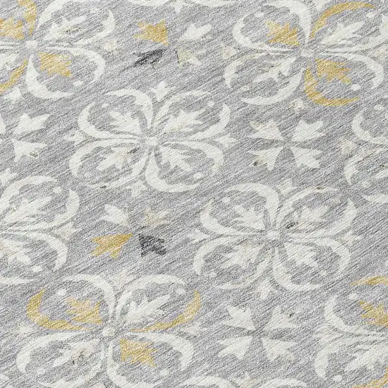Gray Ivory And Brown Floral Washable Indoor Outdoor Area Rug Photo 4
